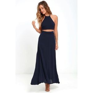 Lulu’s Walking On Heir Navy Blue Two-Piece Dress